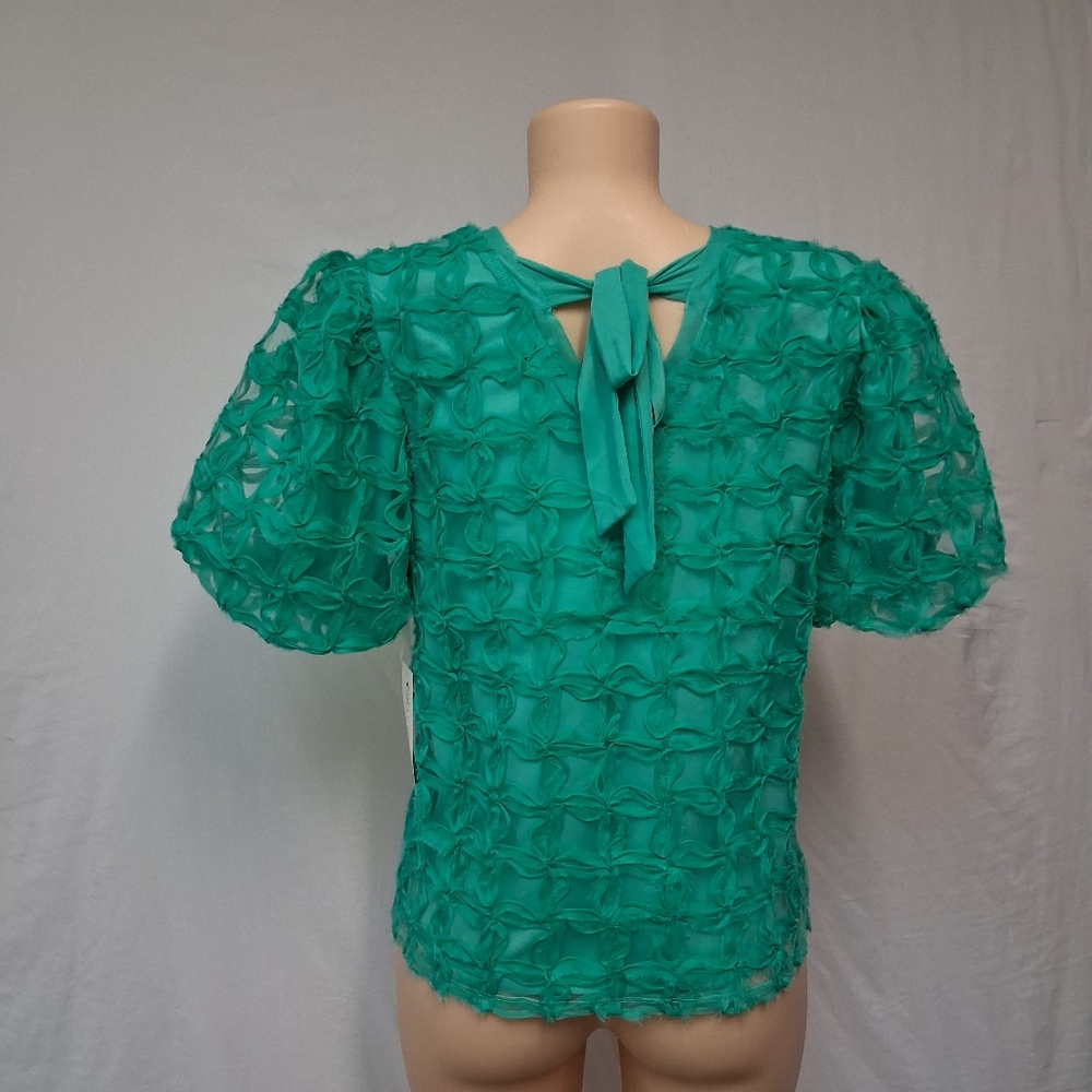 Cato Collection Limited Edition Chic Textured Green Blouse Size M - Picture 8 of 16